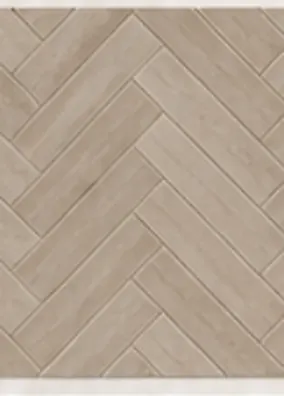 Pale timber-look tile laid in a herringbone pattern