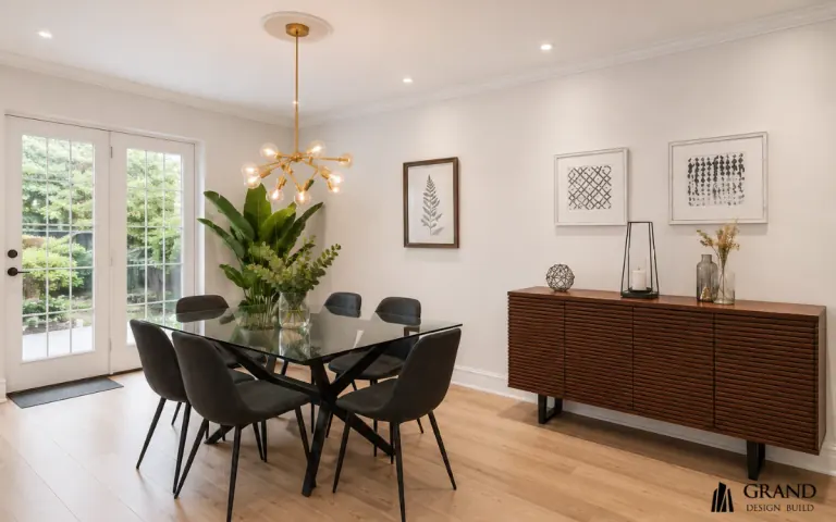 Living and dining renovation in Toronto by Grand Design Build